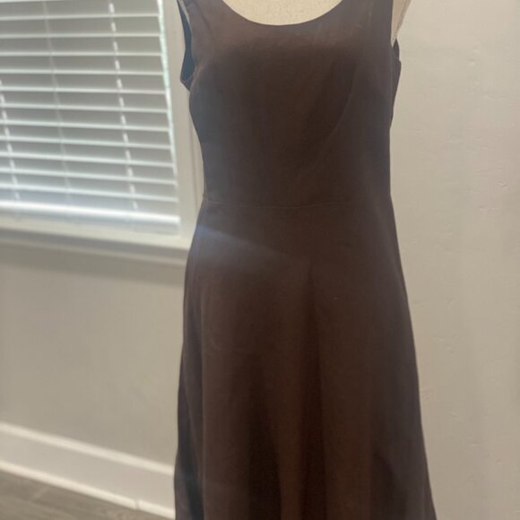Chocolate Brown Fit & Flare Linen Dress - Picture 4 of 13